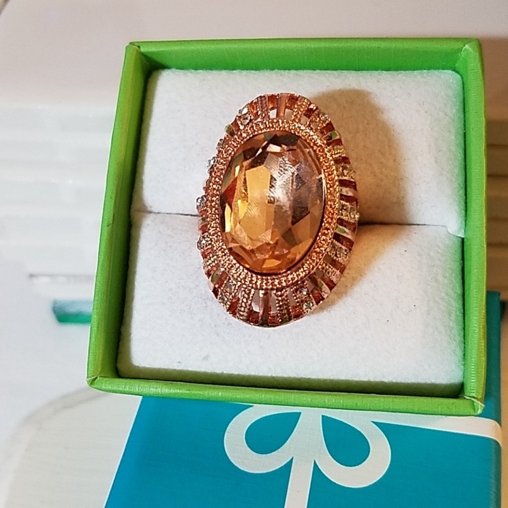 Citron Faux Gold Cocktail Ring Size 6